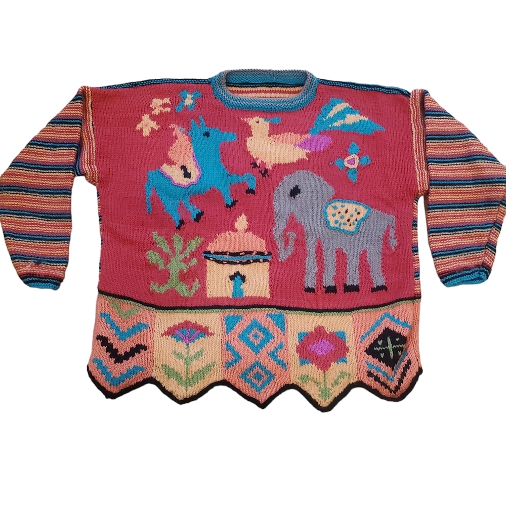 Homemade Multicolor Handknit Sweater M